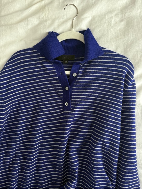 Zara Sweaters - Blue Striped Polo Sweater